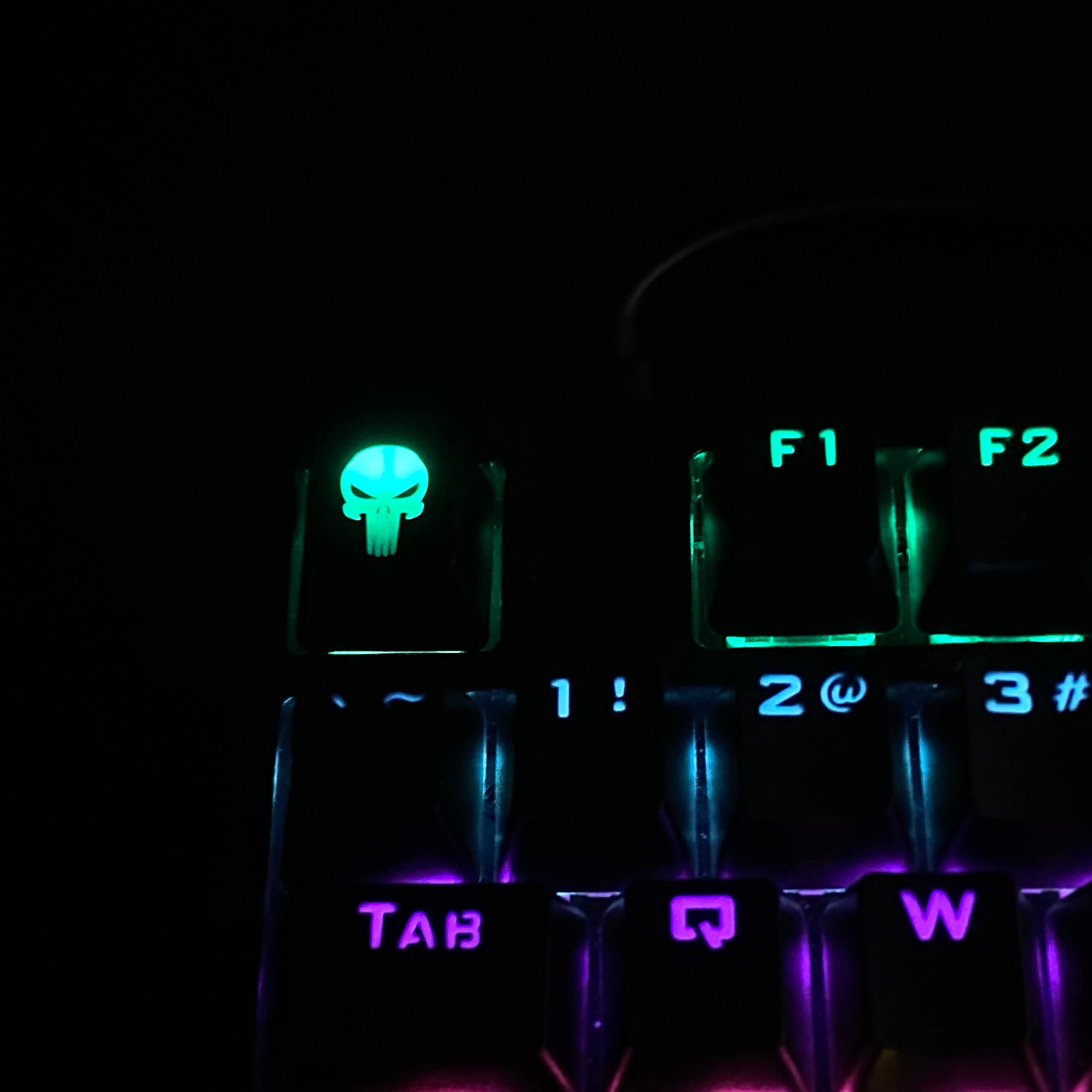 Btxetuel Skull Backlit Keycap,Costom Kecaps For Cherry Mx Mechanical Keyboard,Sa Profile, R4 Keycaps,Abs Translucent Backlight K
